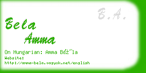 bela amma business card